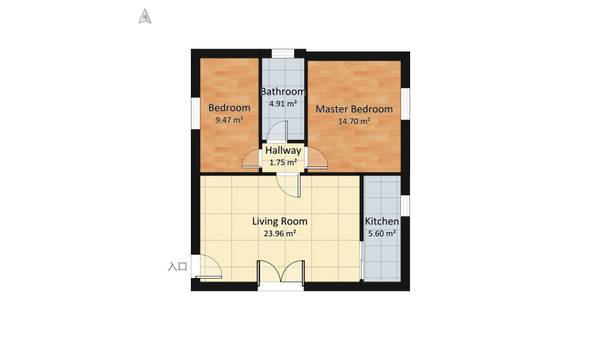 Casa_74_mq floor plan 68.96