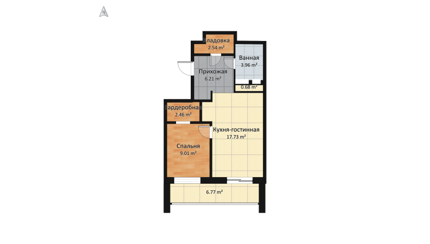 Copy of One bedroom flat floor plan 57.73