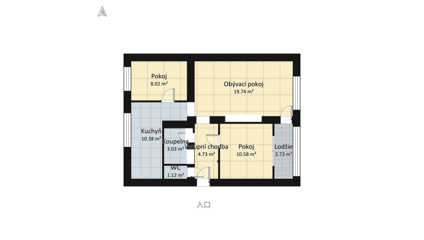 Kněževes, byt 3+1 floor plan 77.12