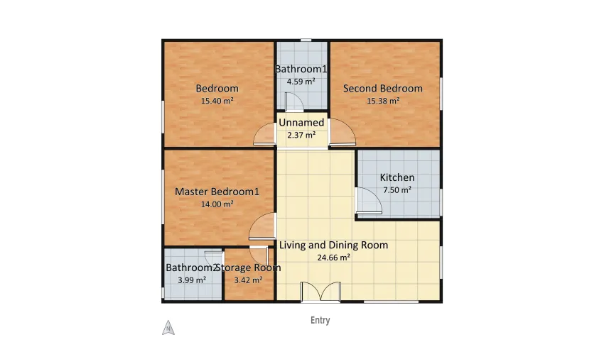Modern House  floor plan 91.32