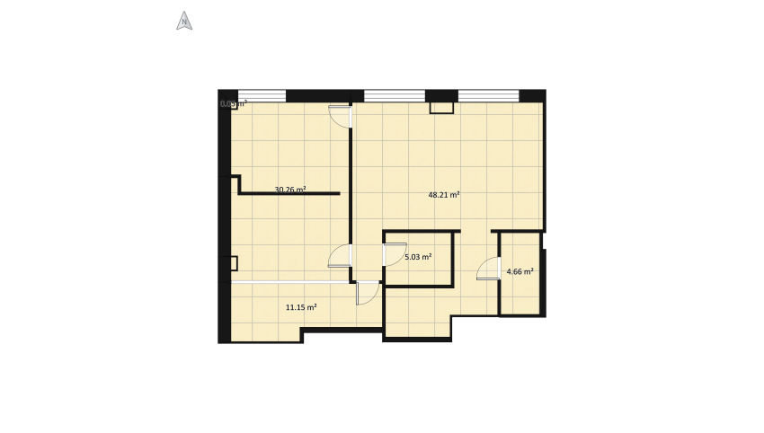 Apartment-White and black. floor plan 110.63