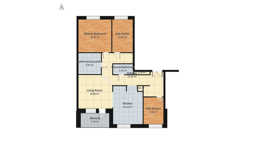An ordinary home floor plan 136.85