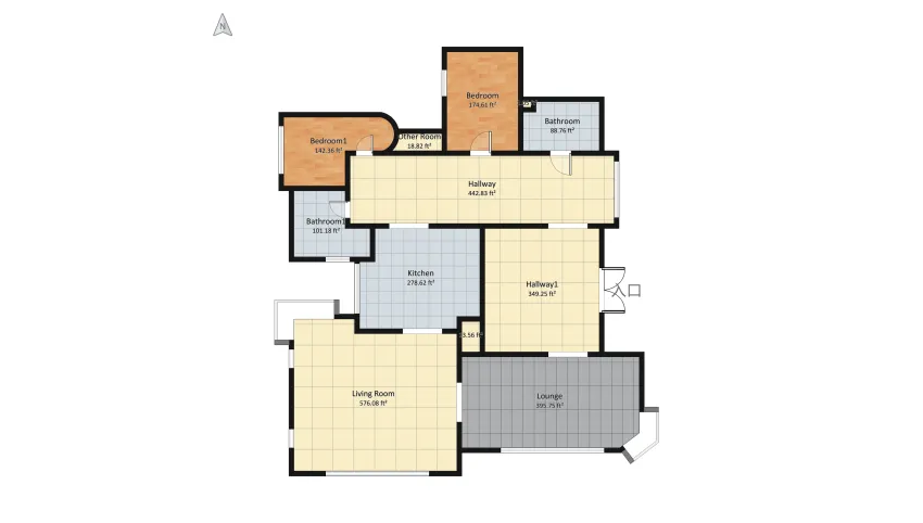 Small 2 Bedroom Modern Suburban House floor plan 264.76