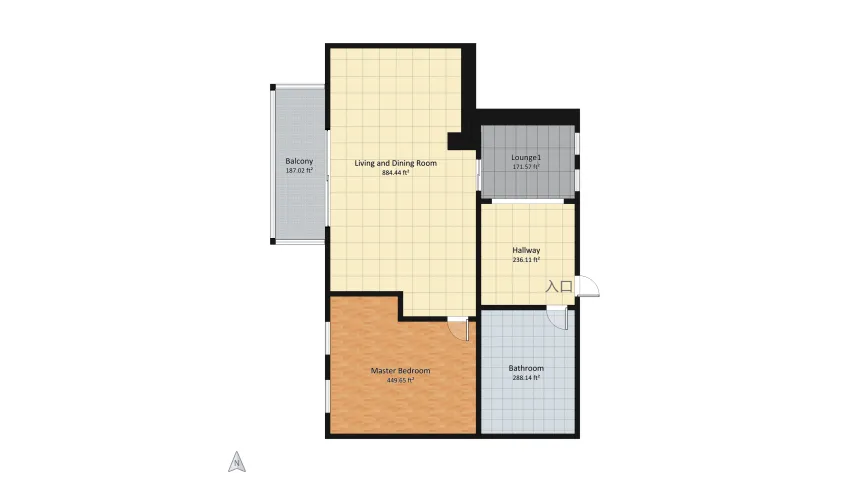 Single room apartment floor plan 205.96