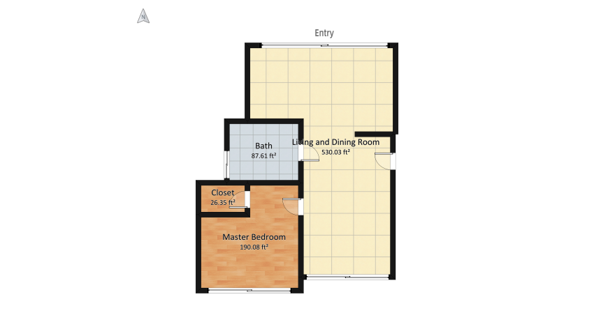 Mid- Century  Apartment floor plan 86.52