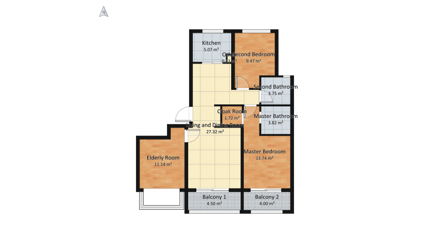 Retro Industrial Apartment floor plan 97.48