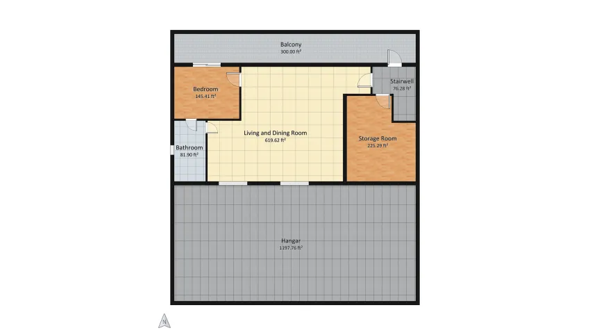 ⭐️ Hangar Loft V1B - 25x35 w/ 50x6 balcony floor plan 245.85