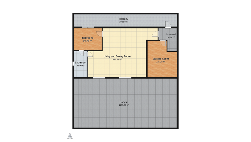 ⭐️ Hangar Loft V1B - 25x35 w/ 50x6 balcony floor plan 245.85