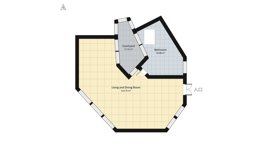 Manhattan one roomer with a courtyard floor plan 188.62