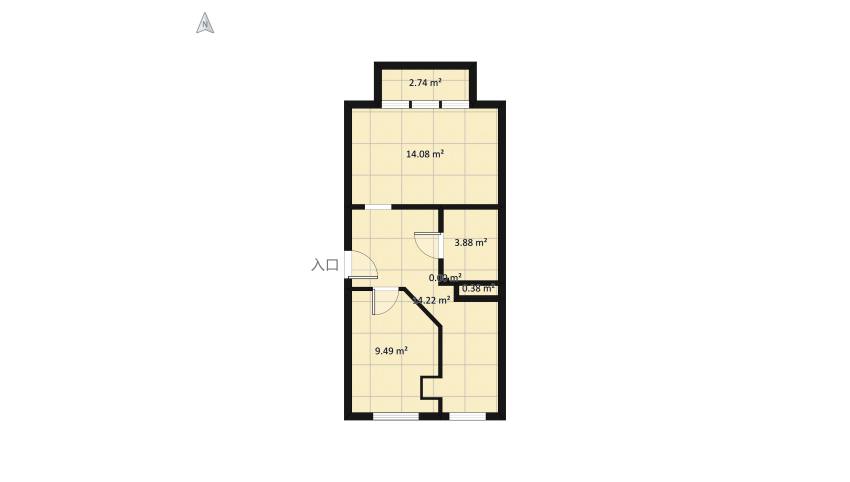 #Two-room apartment floor plan 51.74