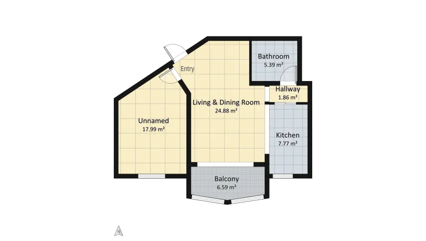 Modern Urban ApartmentModern Urban Apartment floor plan 64.48