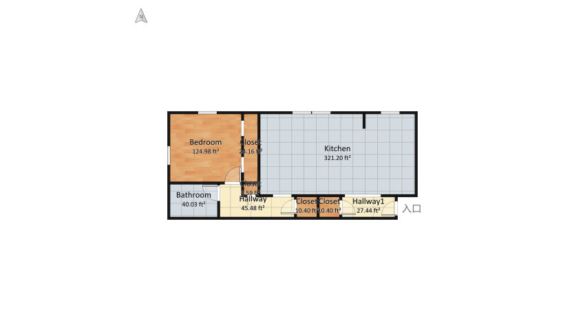One Bedroom Floor Plan floor plan 61.8
