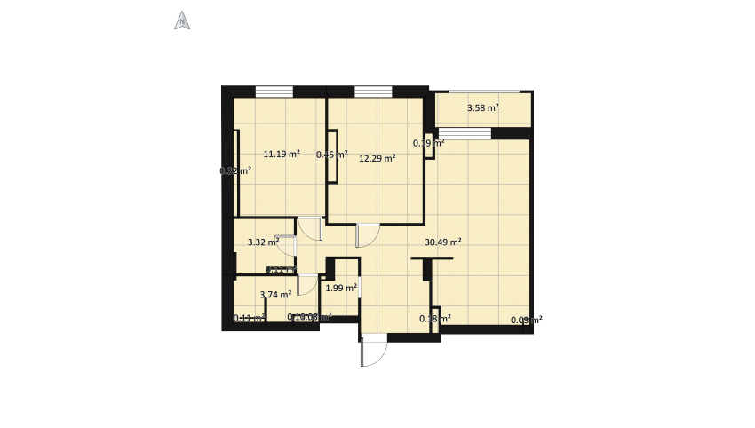 Bright apartment floor plan 77.94
