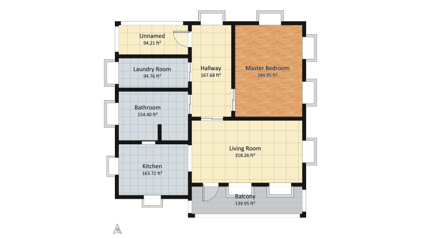 Natural wood style for web floor plan 272.8