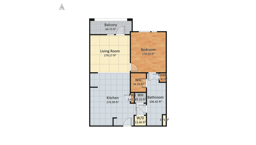 Boho Apartment floor plan 87.36