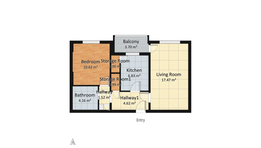 Apartament Dristor floor plan 50.93