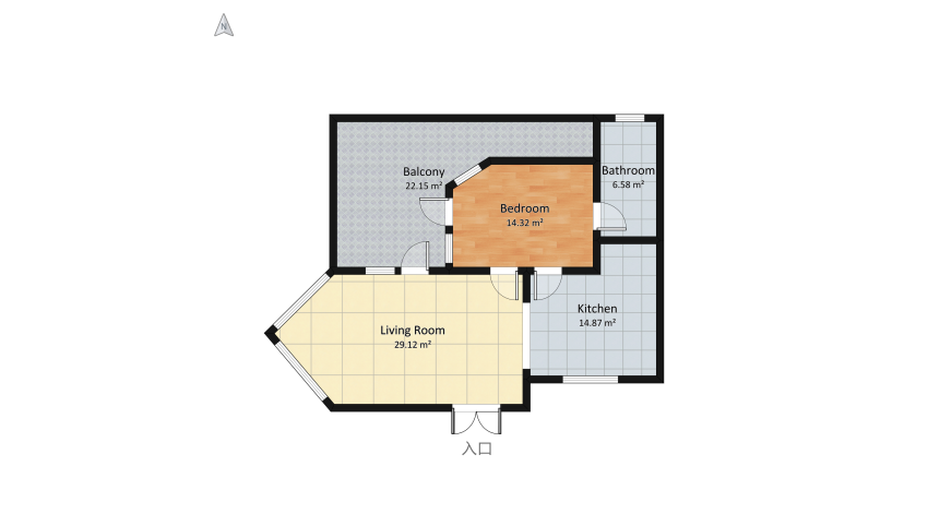 #AprilFoolContest - 65 sqm color floor plan 98.06