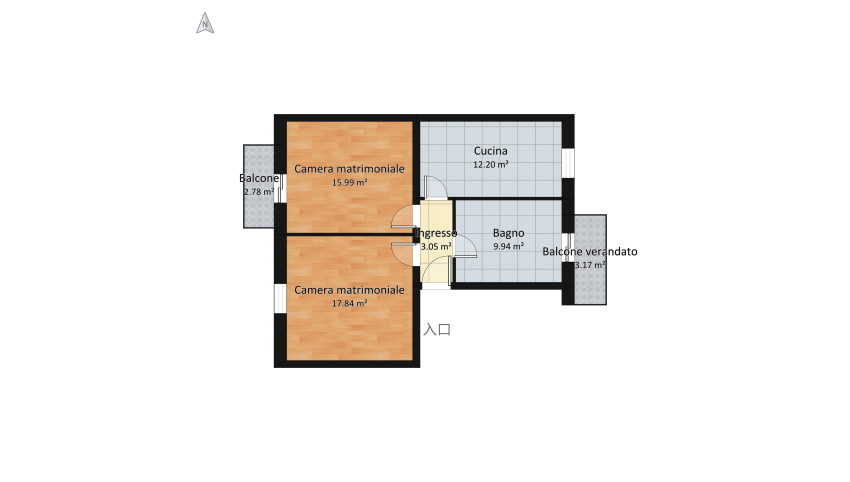 Copy of Atp 2 camere per alessandro floor plan 74.43