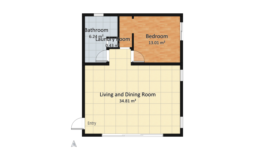 Tiny house in the wood floor plan 54.49
