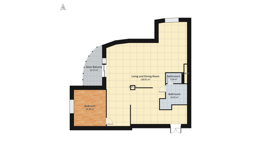 monochrome with red complementary color floor plan 208.73