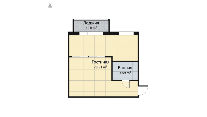 One bed apartments floor plan 39.18