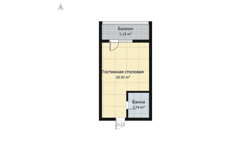 Small studio for two floor plan 34.31