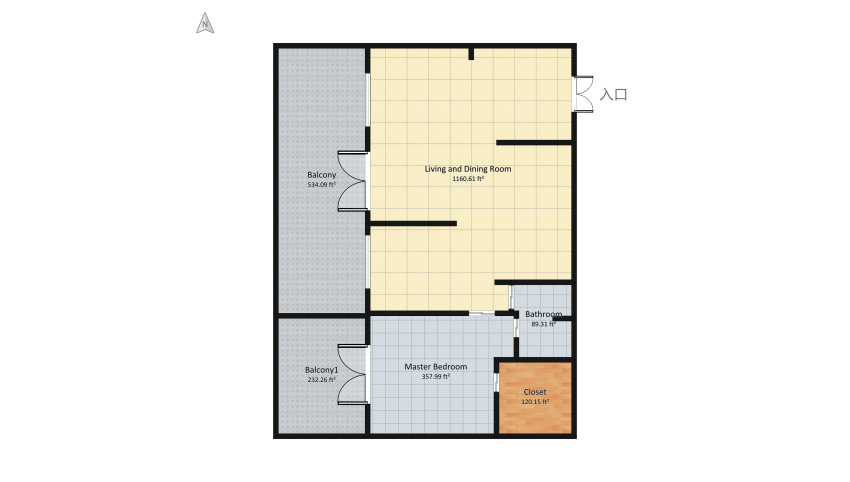 one-bedroom floor plan 251.71