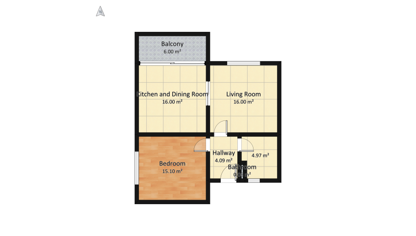 Modern apartment in London floor plan 71.98