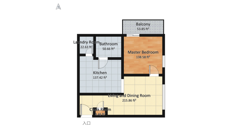 550' condo floor plan 67.44