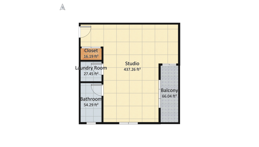 Studio Apartment floor plan 60.22