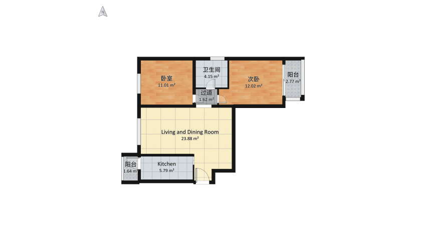 v2_Modern Small Apartment floor plan 71.55