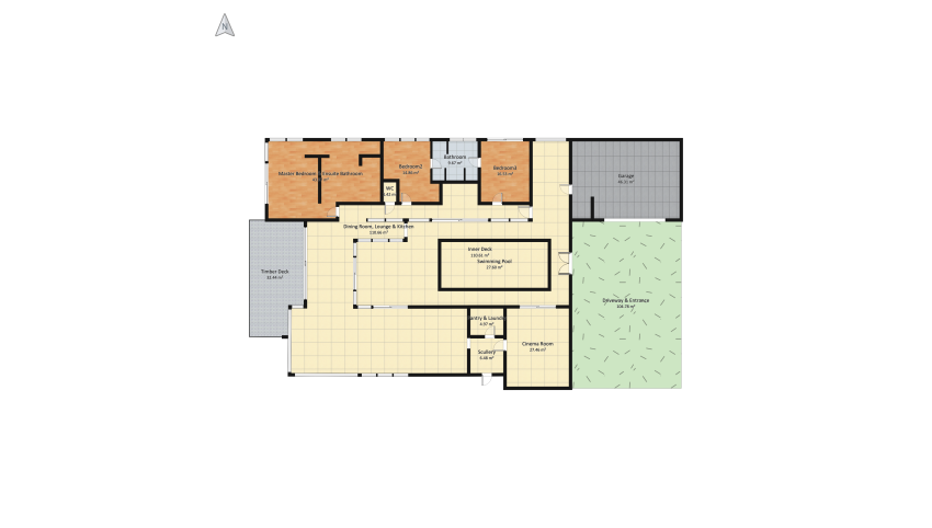 Modern Balinese-Style House floor plan 598.9