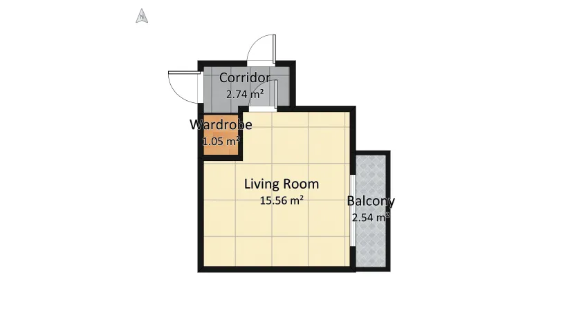 Small apartment for young man. Krasnoyarsk. Russia. floor plan 24.58