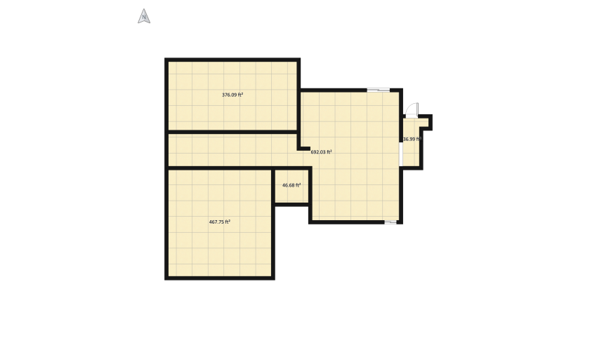 Kitchen and Living room floor plan 164.84