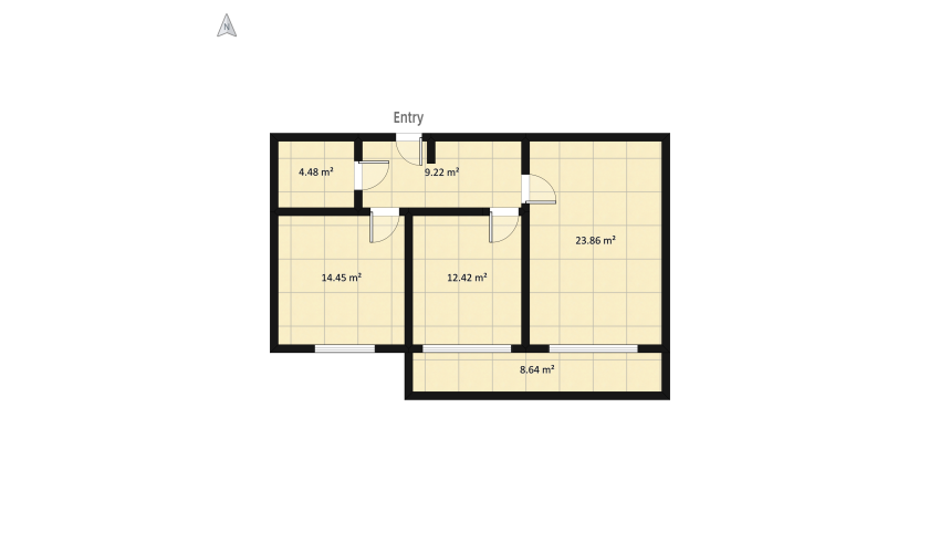 Apartment with 2 bedrooms floor plan 84.19