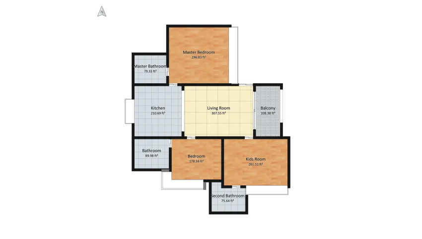 3 BHK house floor plan 167.24