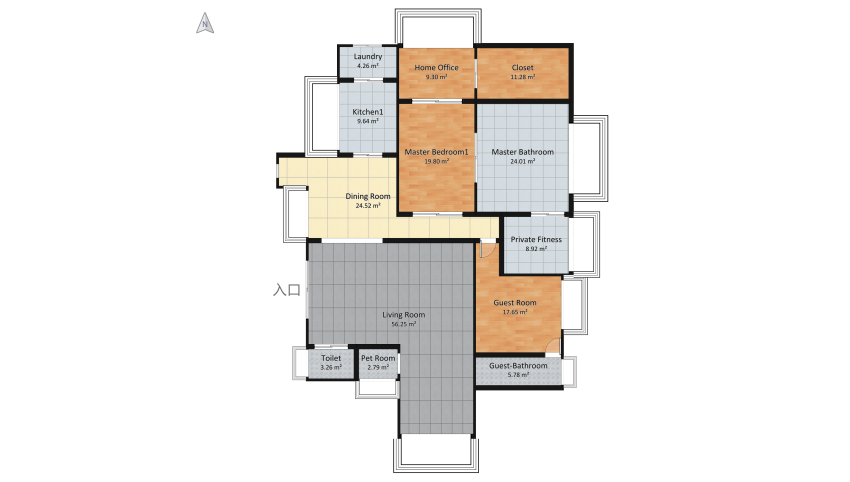 Ground Floor House - Top Master Suite floor plan 217.35