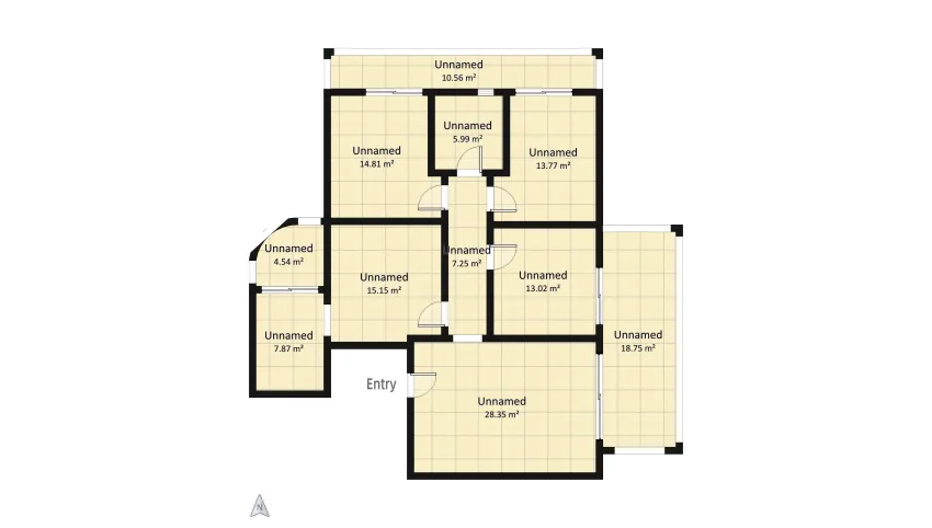 Triplex Modern Apartment floor plan 136.83