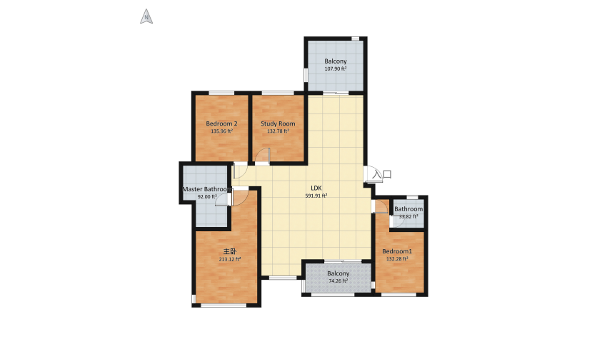 5 three bedroom floor plan 159.02