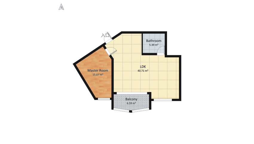 Small one bedroom flat floor plan 75.58