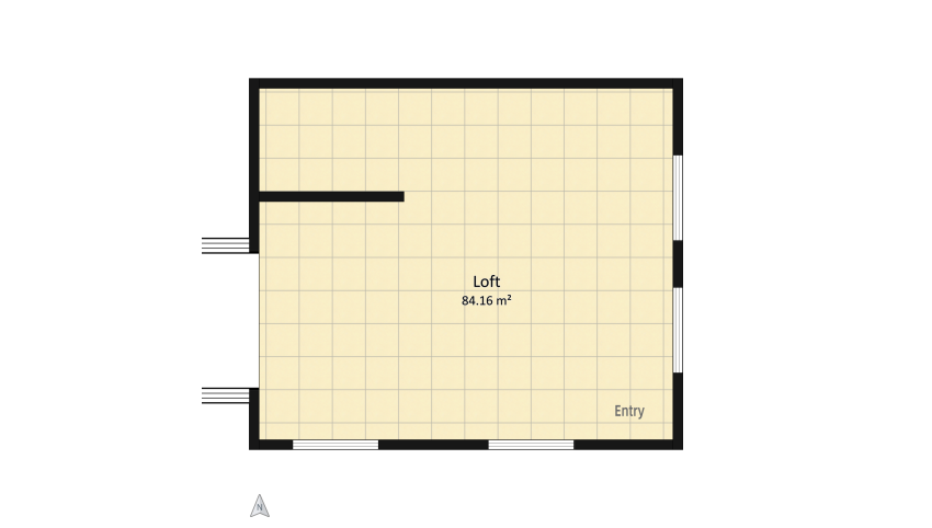 Open space with dormer window floor plan 84.17