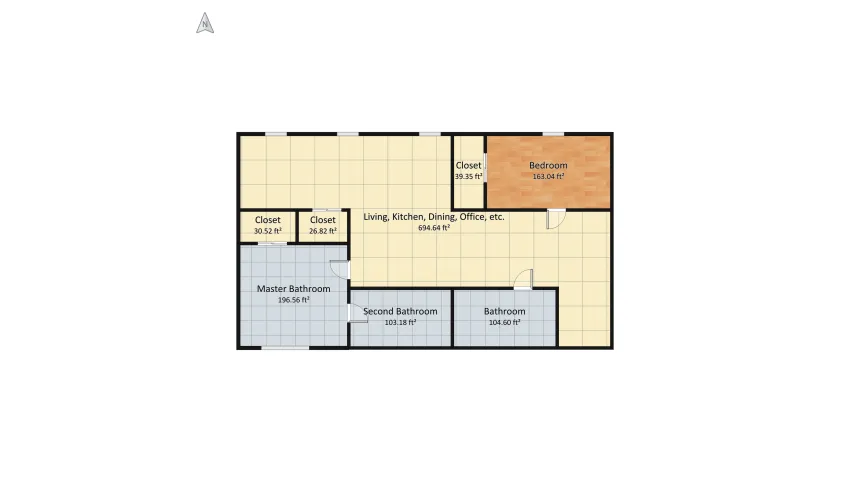 2 Bedroom, 2 Bathroom floor plan 134.91