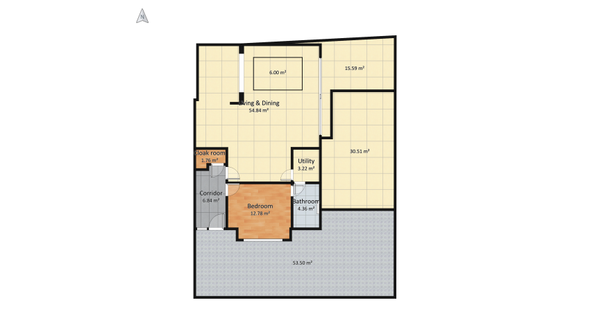 Modern GF extension - Kitchen floor plan 203.74