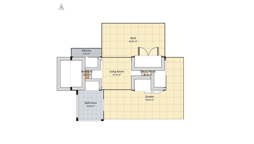 Two Tiny Homes Connected by a Central Sunroom floor plan 189.12