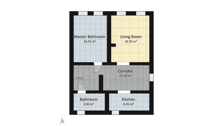 Monochrome apartment floor plan 59.82