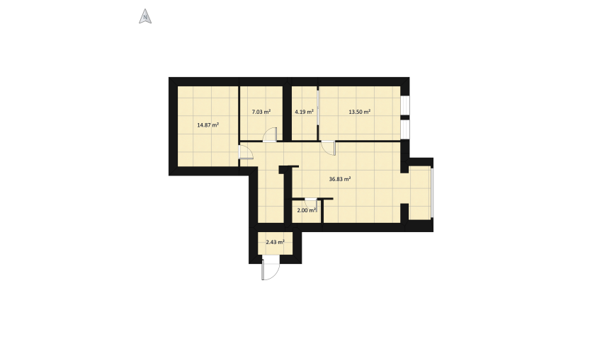 Проект "Двушка" (кухня-гостиная, спальня) floor plan 98.95