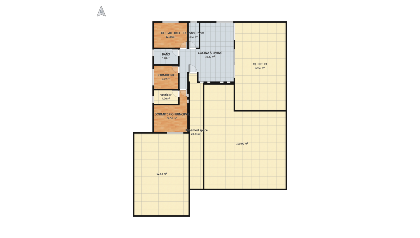 casa en L floor plan 349.77