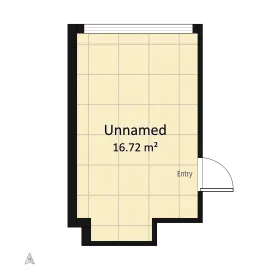 floor plan showcasing a small rectangular room layout with an entry point, designed for optimal use of space in interior decor, utilizing Homestyler's automated floor plan generation feature.