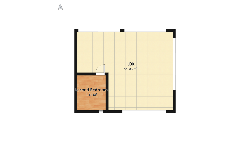 Industrial Style Tall Single Room floor plan 65.24