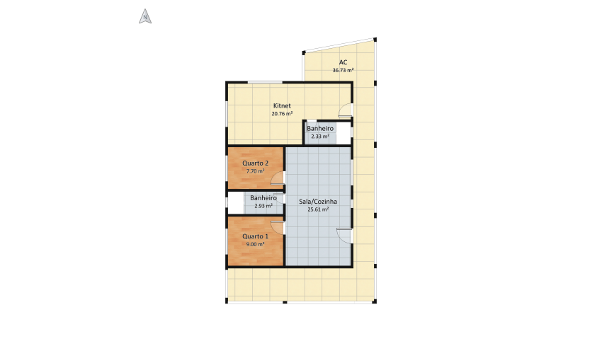 Casa 2Q + Kitnet no 2º Piso floor plan 116.91
